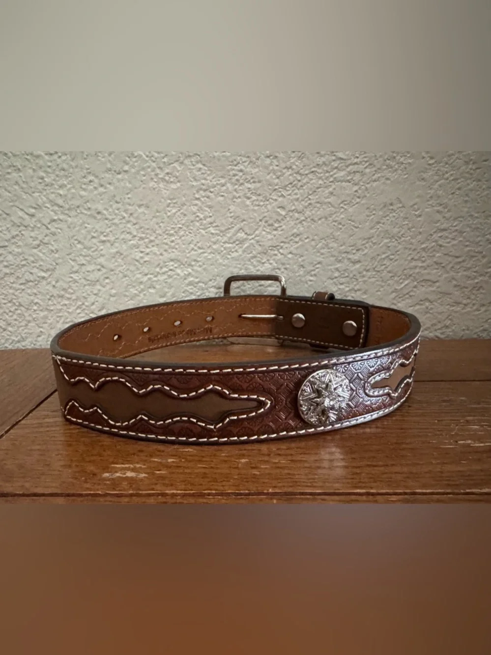 Nocona Kids' 13” Leather Laced Concho Western Rodeo Cowboy Belt Brown